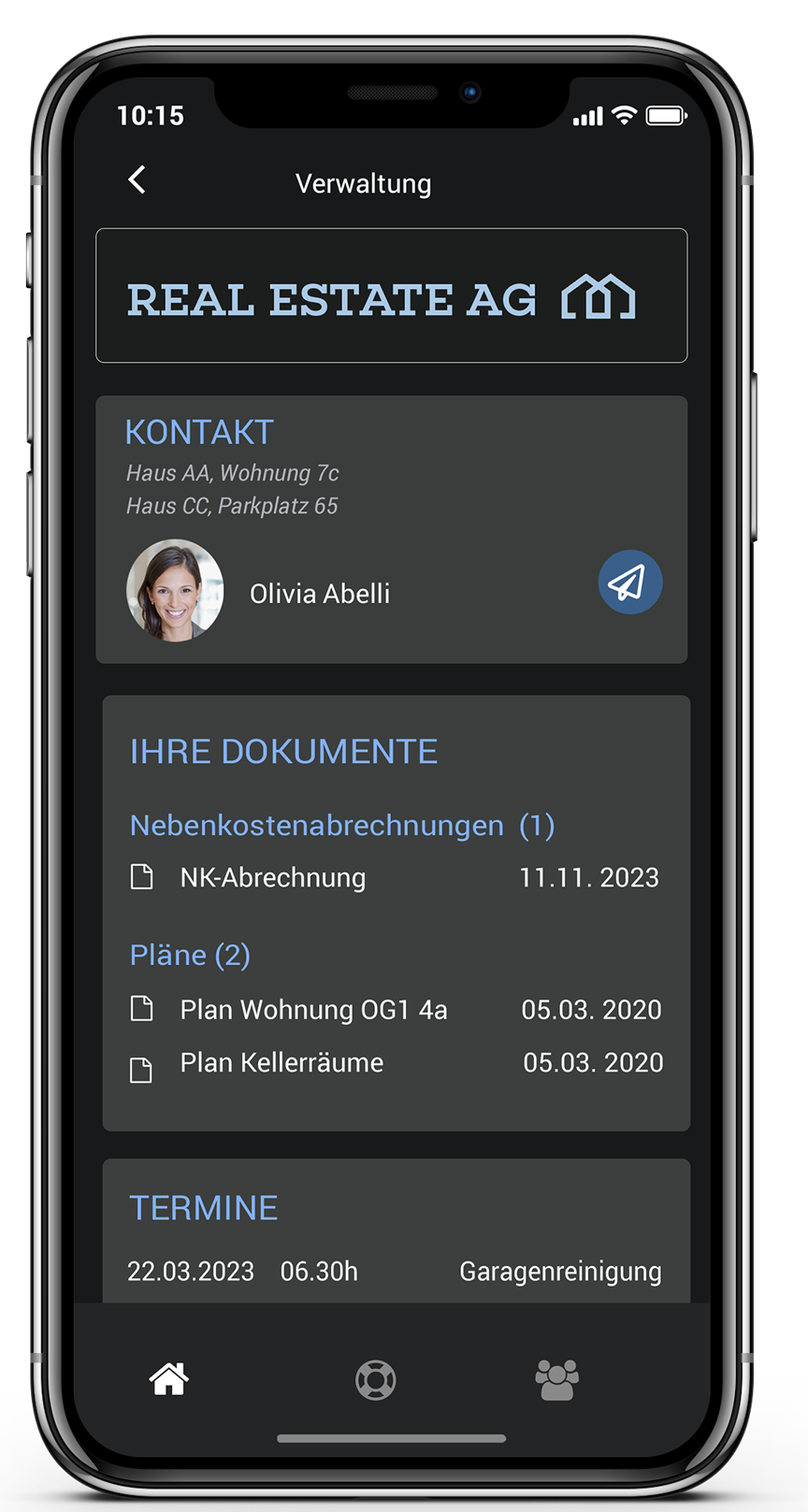 Direct contact with the administration, overview of documents and appointments with the app of TheSmarterPlace 